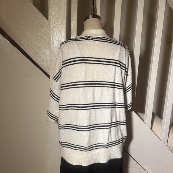 Madewell Textured Stripe Button-Up Polo • Size 2X - Picture 3 of 4